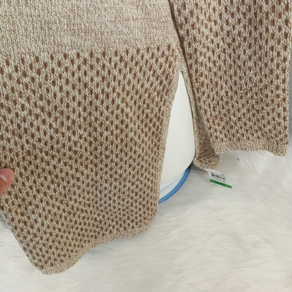 NWT Karen Scott Long Textured Cardigan Sweater LARGE(12-14) Pullover Tan Brown - Picture 7 of 14